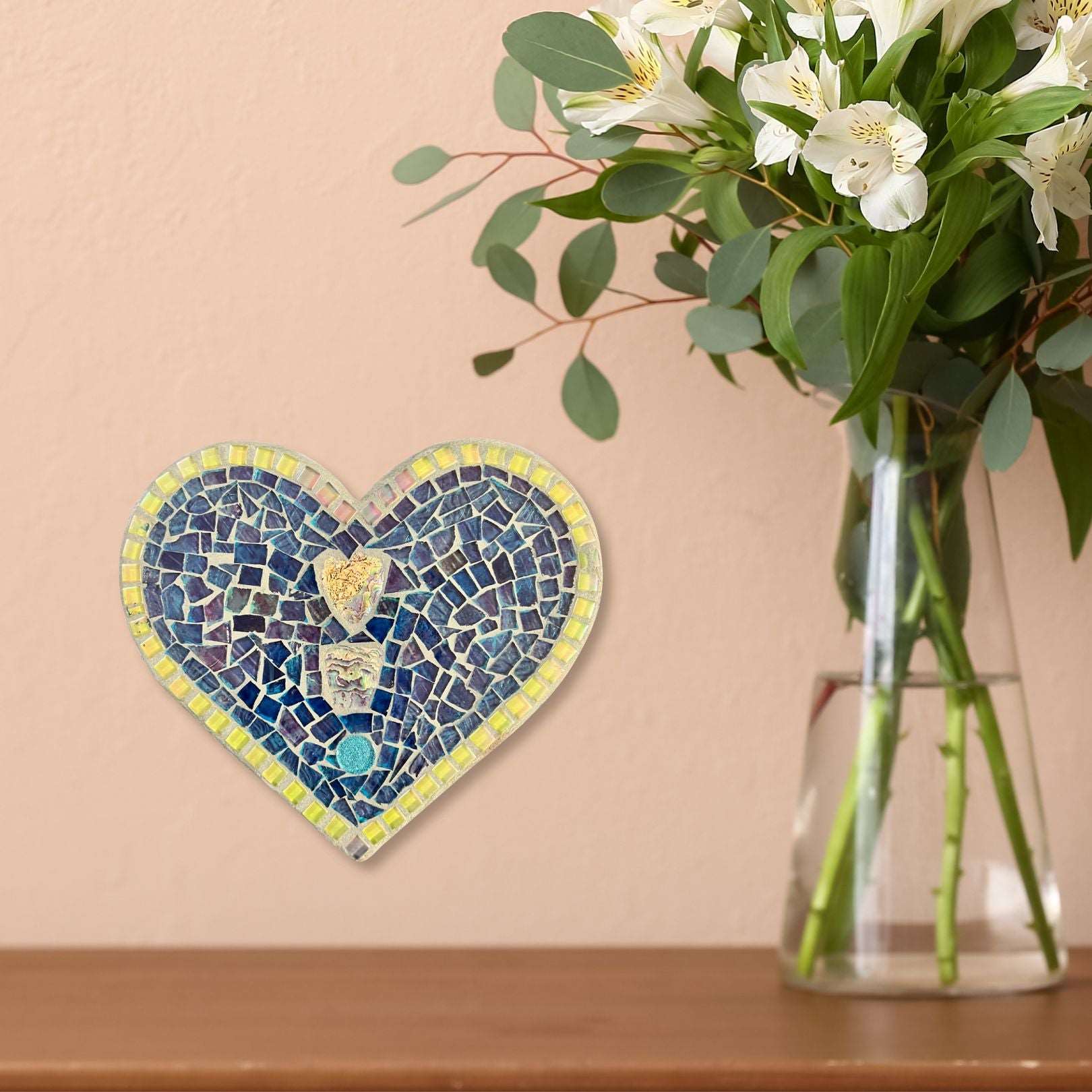 Sea of Love | Heart, Mosaic Wall Art, Handmade Home Decor Accent