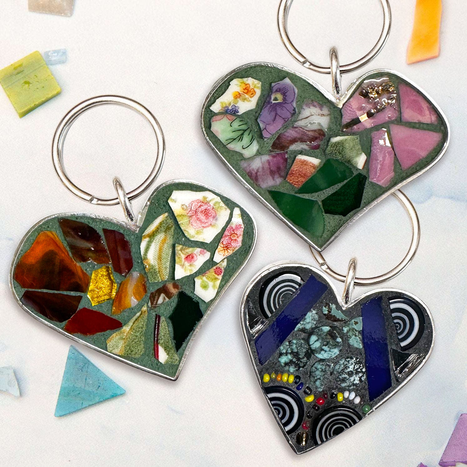 Silver Heart Keychains – Choose Your Design Keychain, Handmade