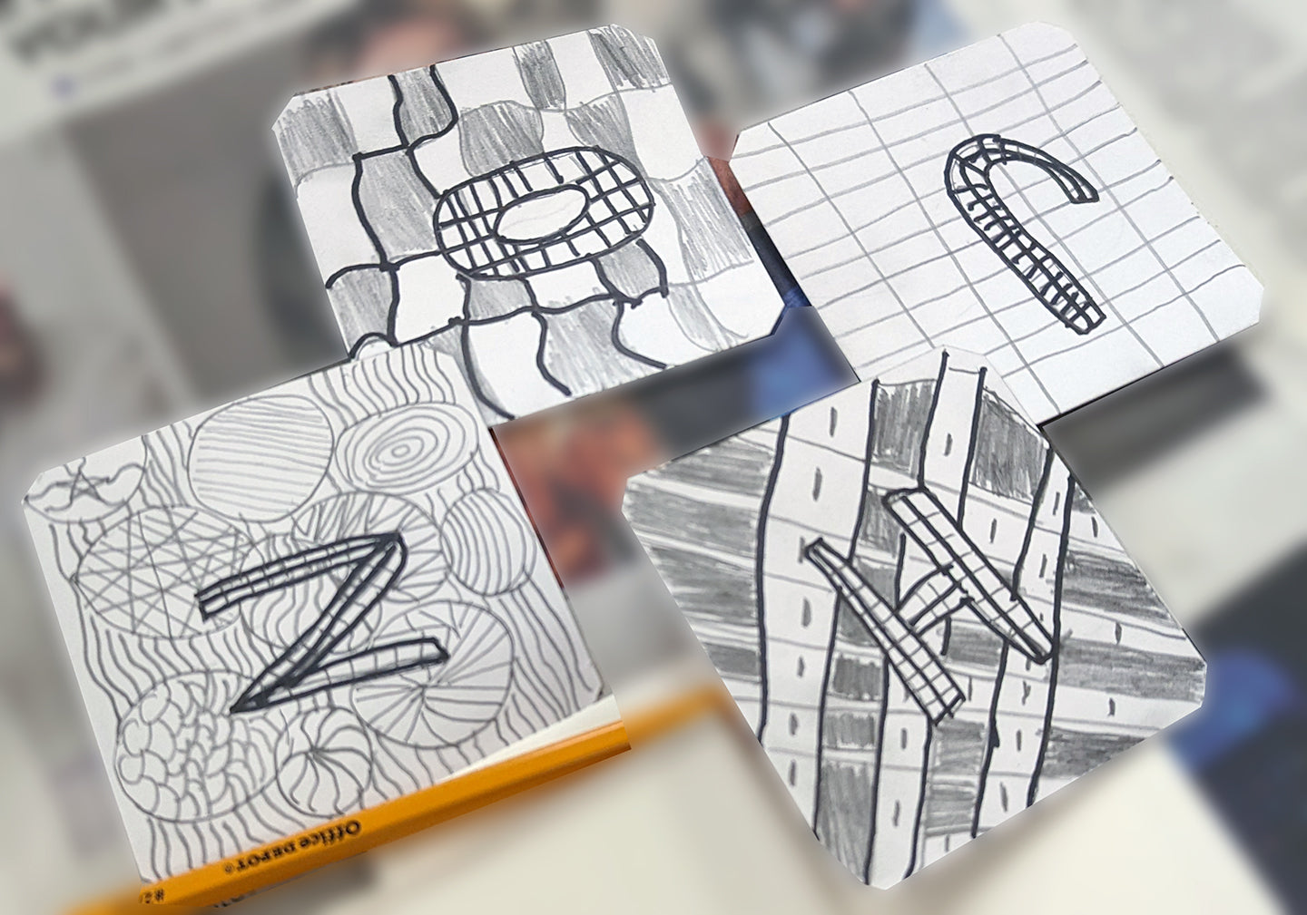 Zentangle drawings with initials