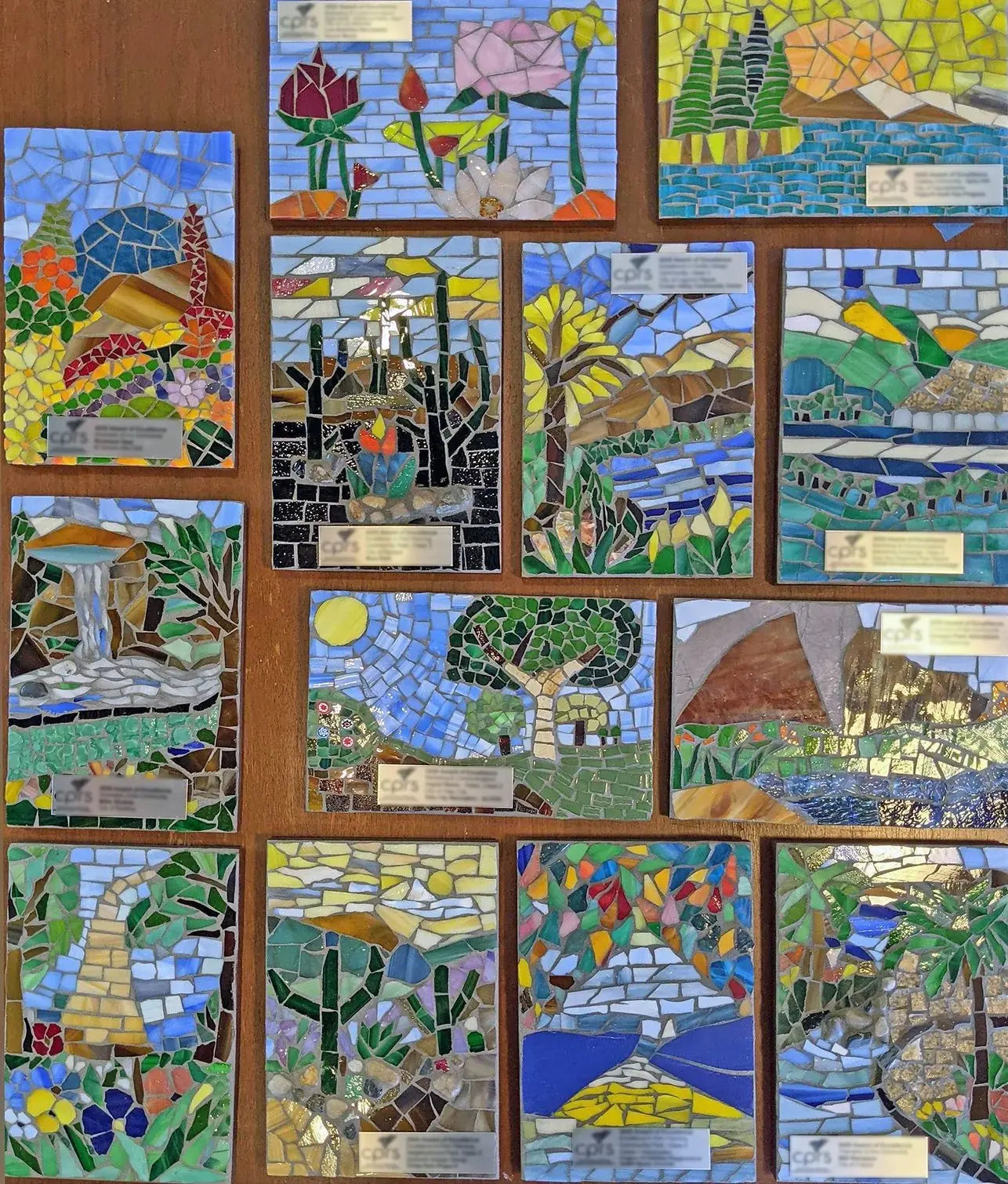 Set of mosaic awards with nature motif