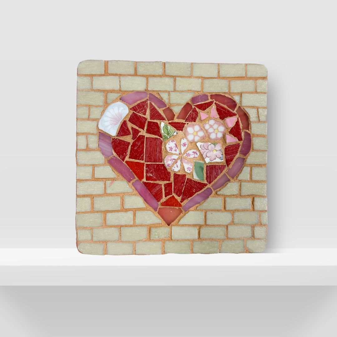Floral Mosaic Heart Tile