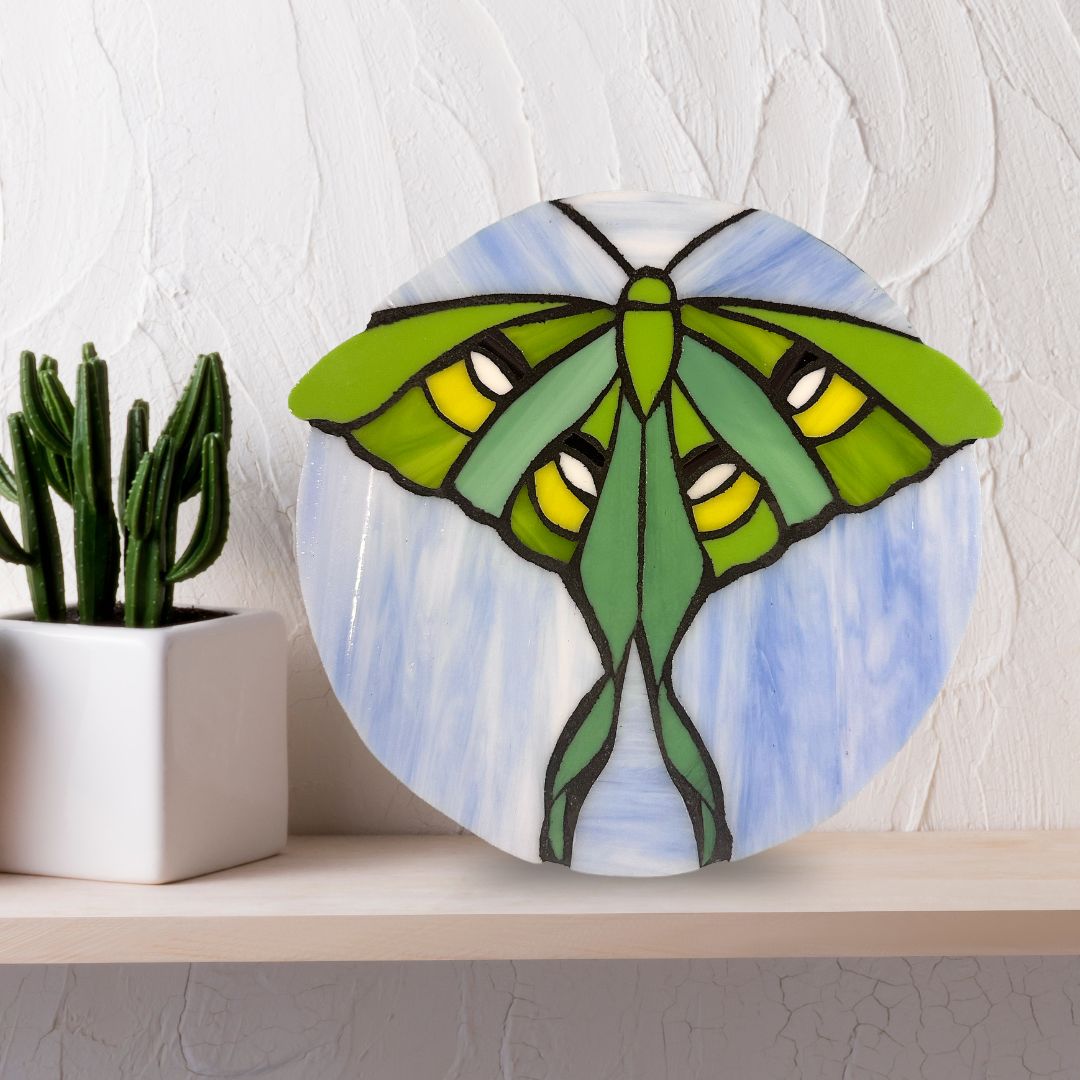 Luna Moth Mosaic Circle Tile