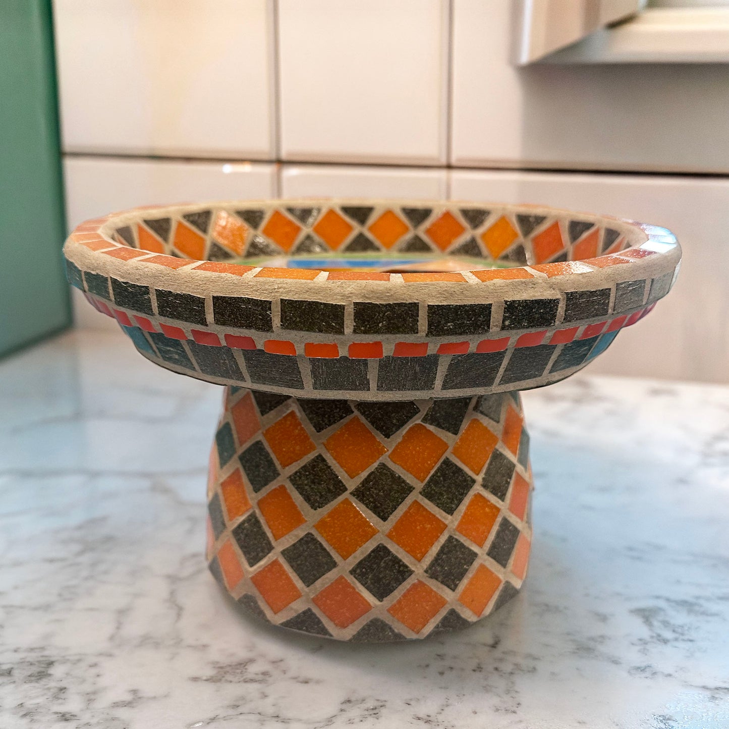 Aperture Pinwheel Mosaic Pedestal Bowl