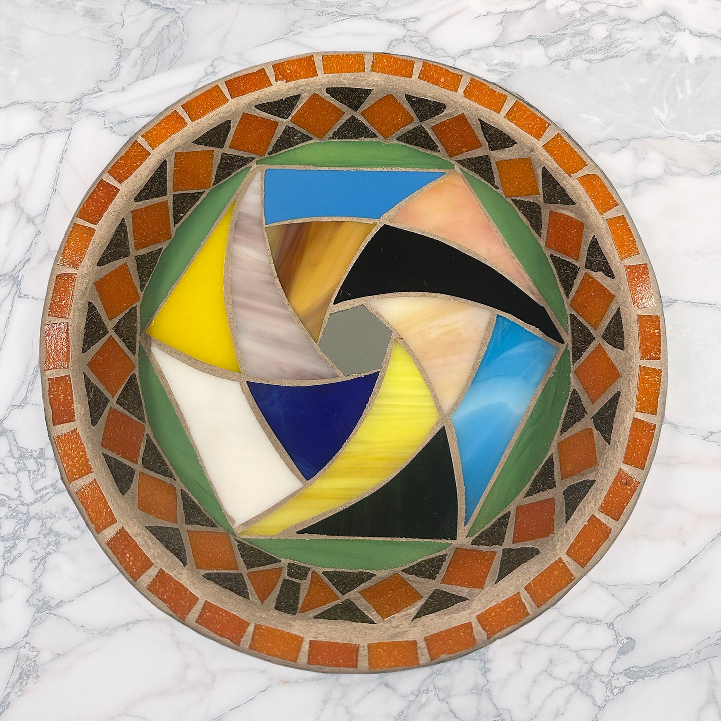 Aperture Pinwheel Mosaic Pedestal Bowl