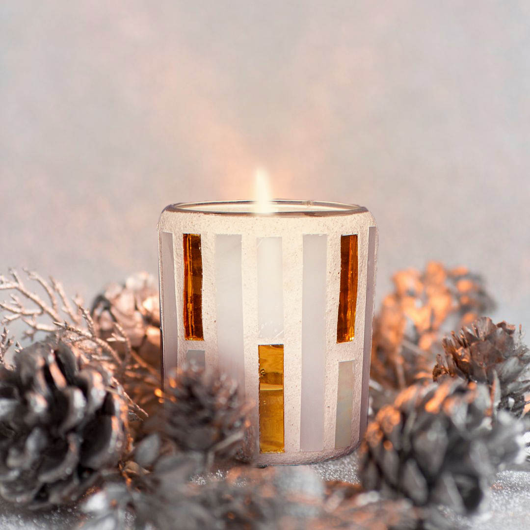 2" White and Gold Votive