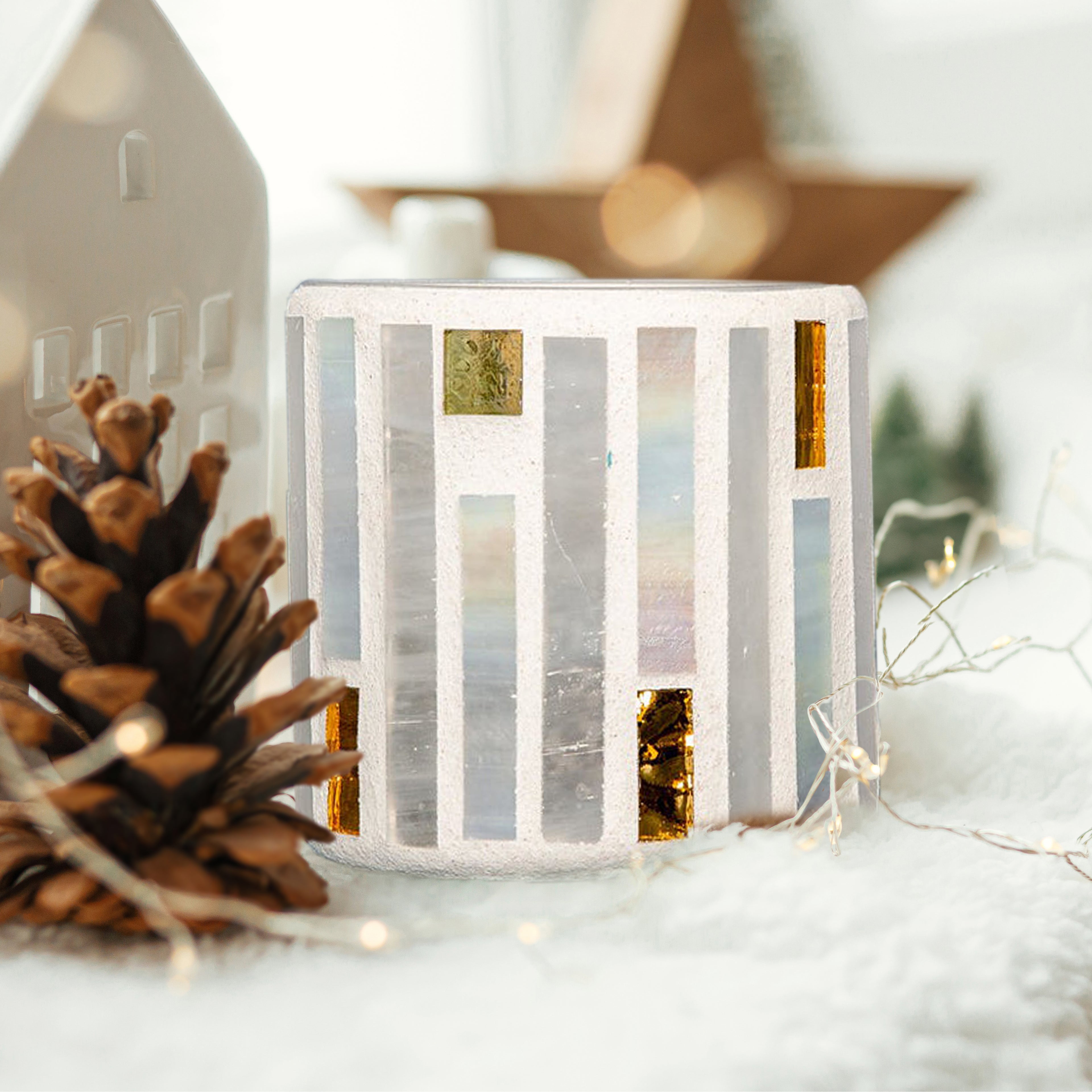 4"  White and Gold Votive