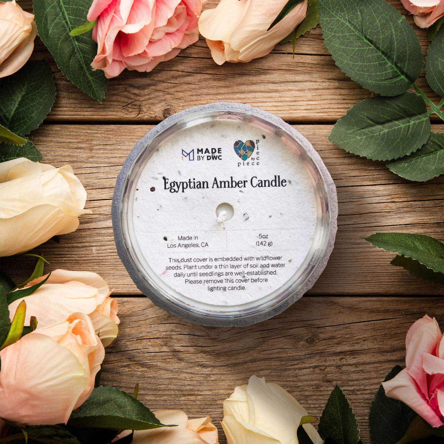 candle with wildflower seeds Dusty Rose Egyptian Amber 5 oz. Candle