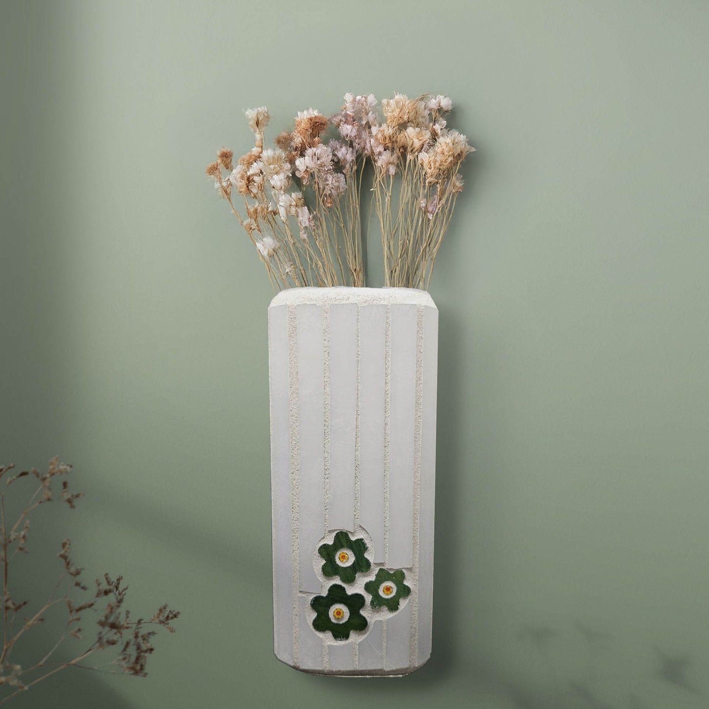 Linear With Flowers Wall-Hanging Vase