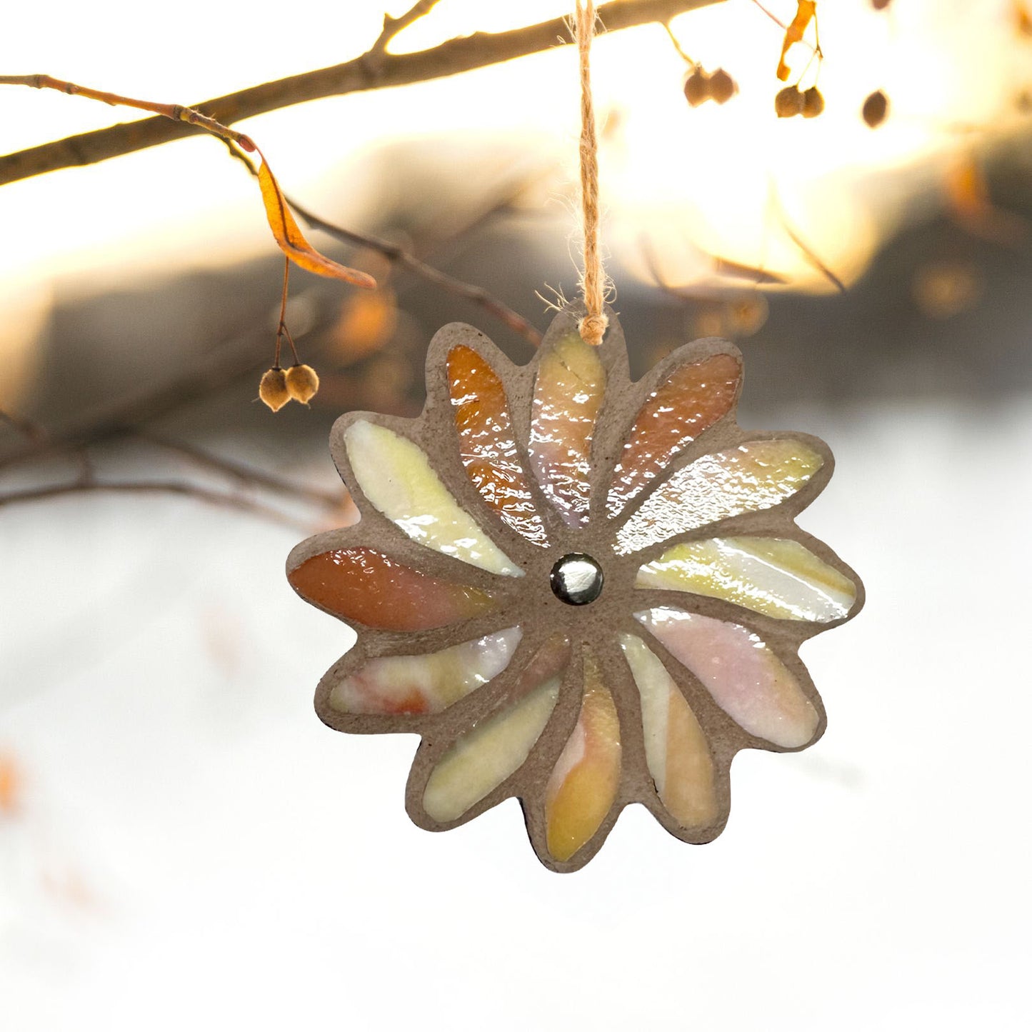 Warm Amber Daisy Ornament