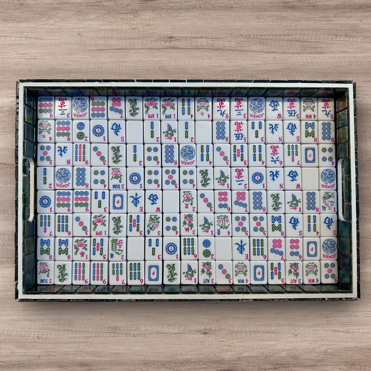 Game Night Party Tray with Mahjong Tiles