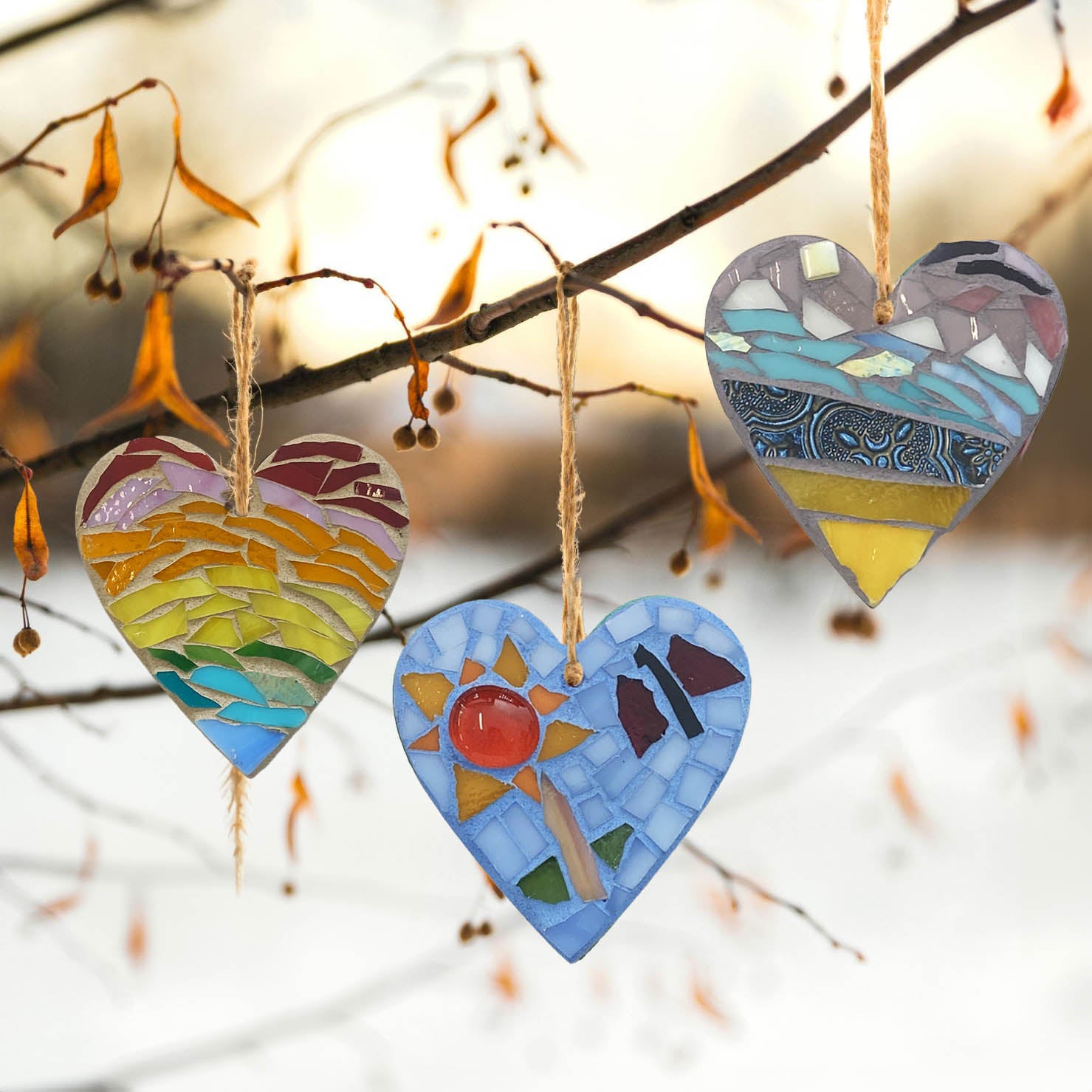 Nature-Inspired 3" Heart Ornament – Choose Your Design
